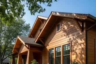 Newly installed wood siding on a modern Dallas home exterior