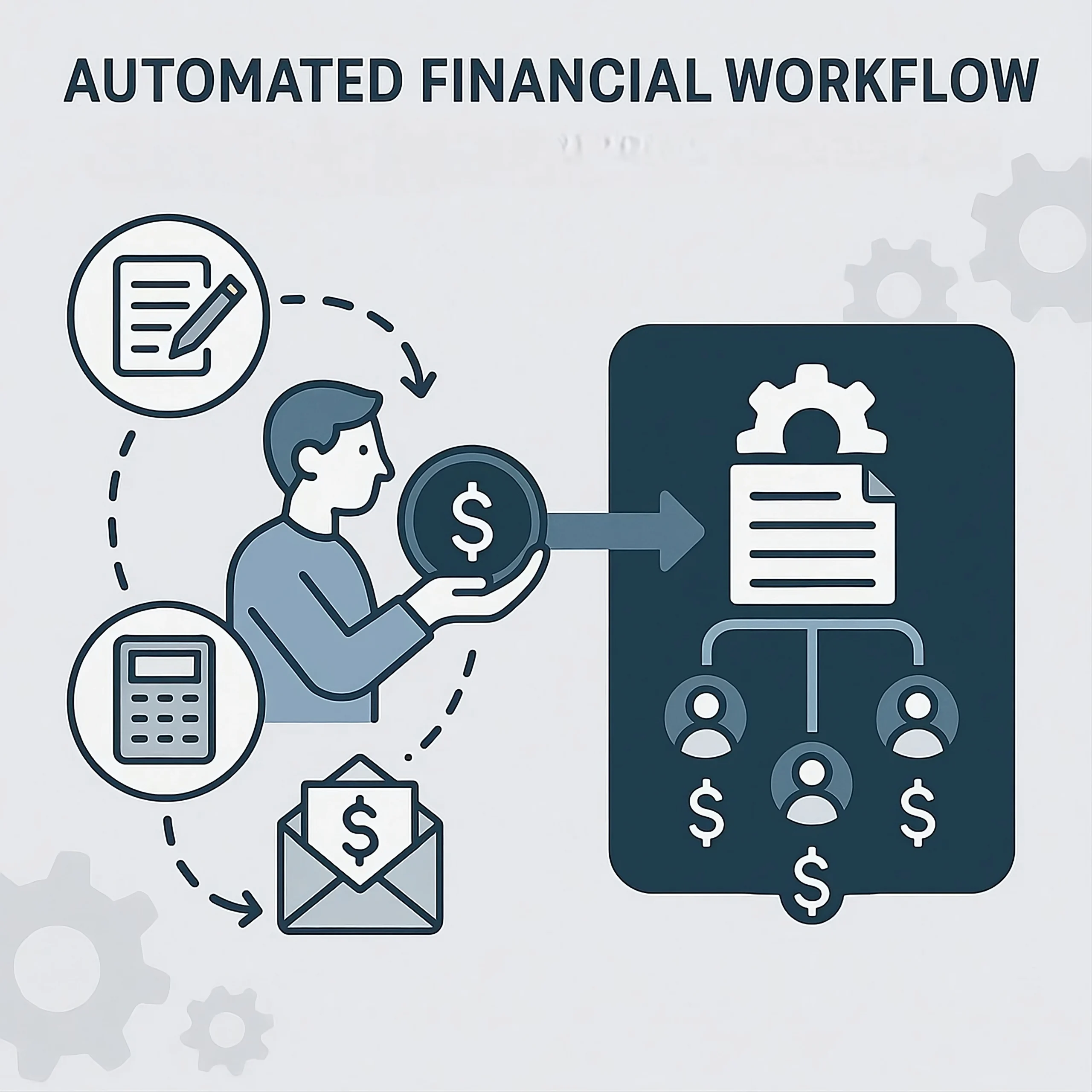 Automated payment workflow showing a simplified transaction path