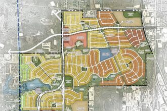 Master plan for the proposed Shelton Ranch community by Green Brick Partners.
