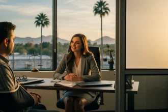 Attorney listening closely to an injured client during a consultation