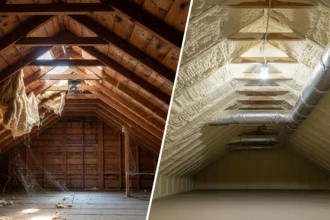 Comparison of traditional insulation and modern spray foam in residential attics