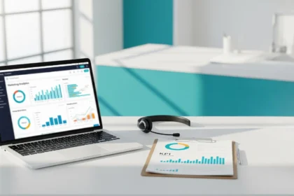 Dental marketing analytics dashboard with KPI charts and appointment schedule