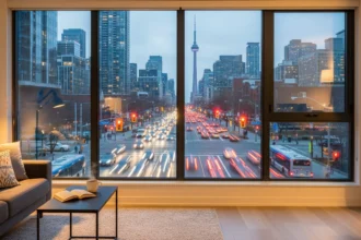 Sound-reducing windows creating a quieter Toronto living space near a busy street
