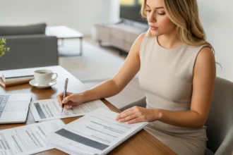 Dallas homeowner reviewing cash-out refinance paperwork to access home equity