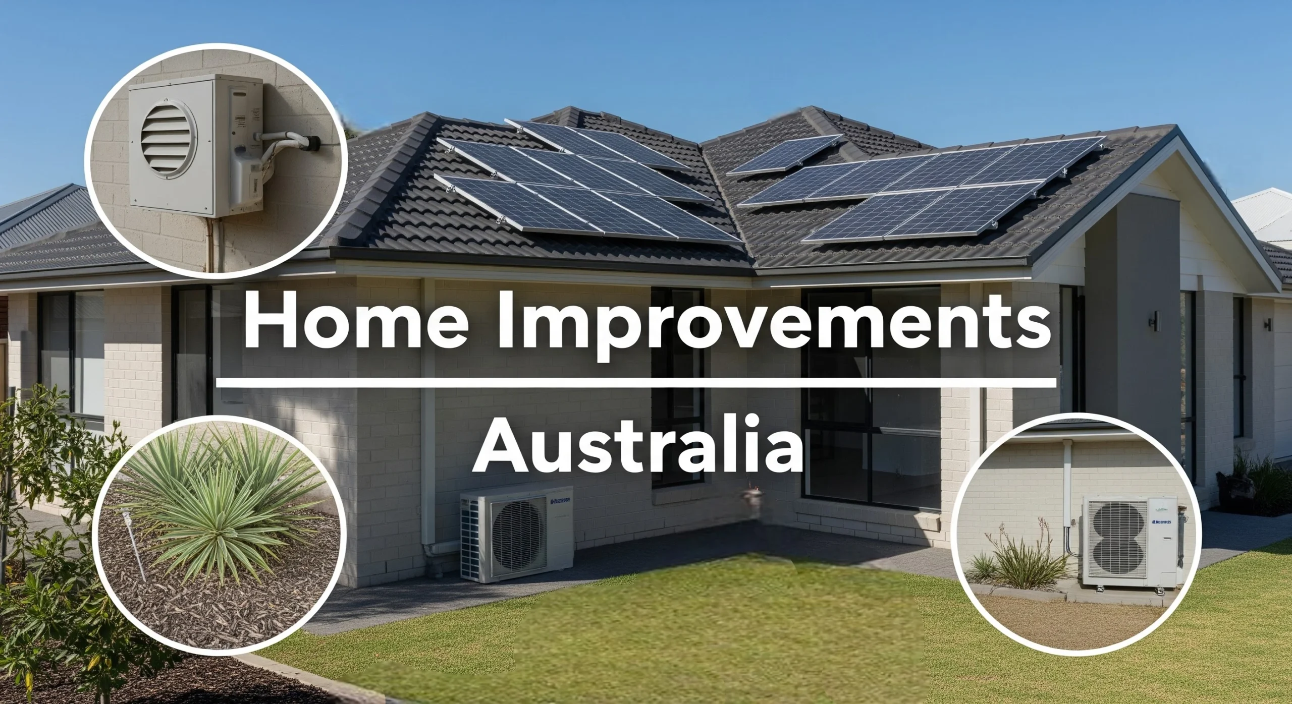 Australia home showing energy-saving upgrades like air sealing, attic insulation, heat pump HVAC, and rooftop solar