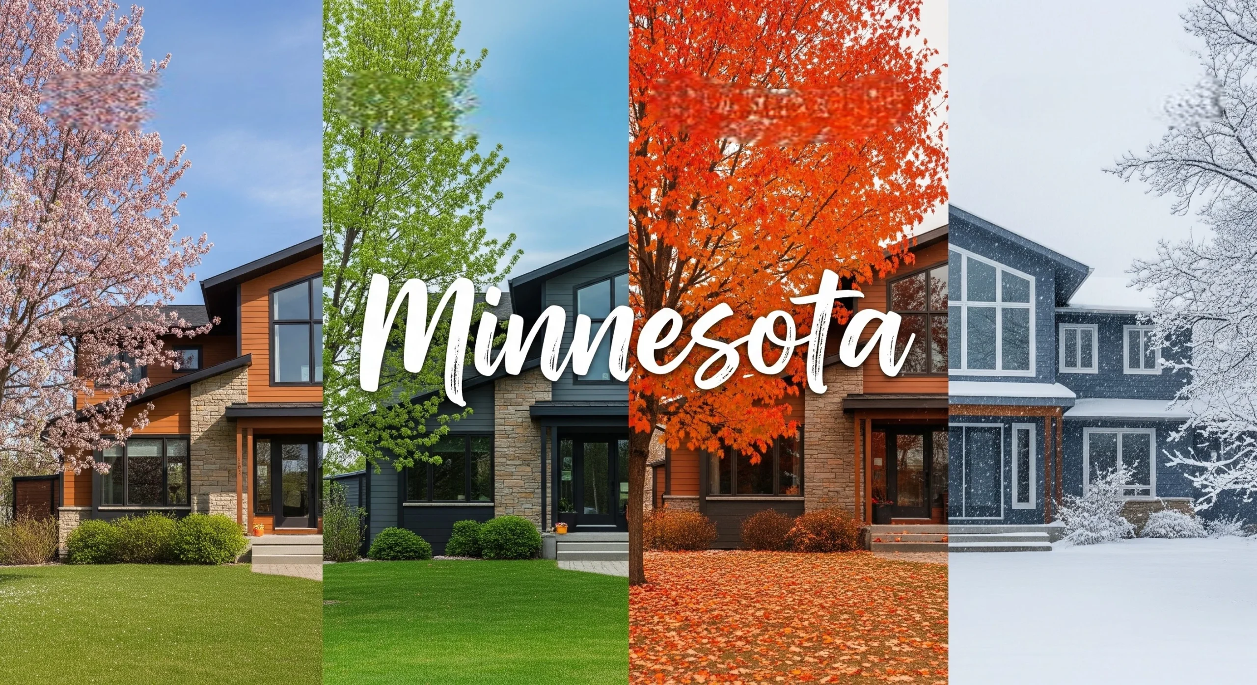 Four-season view of a Minnesota home illustrating seasonal timing for a faster sale