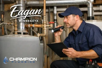Professional plumber inspecting home plumbing system in Eagan to prevent costly repairs