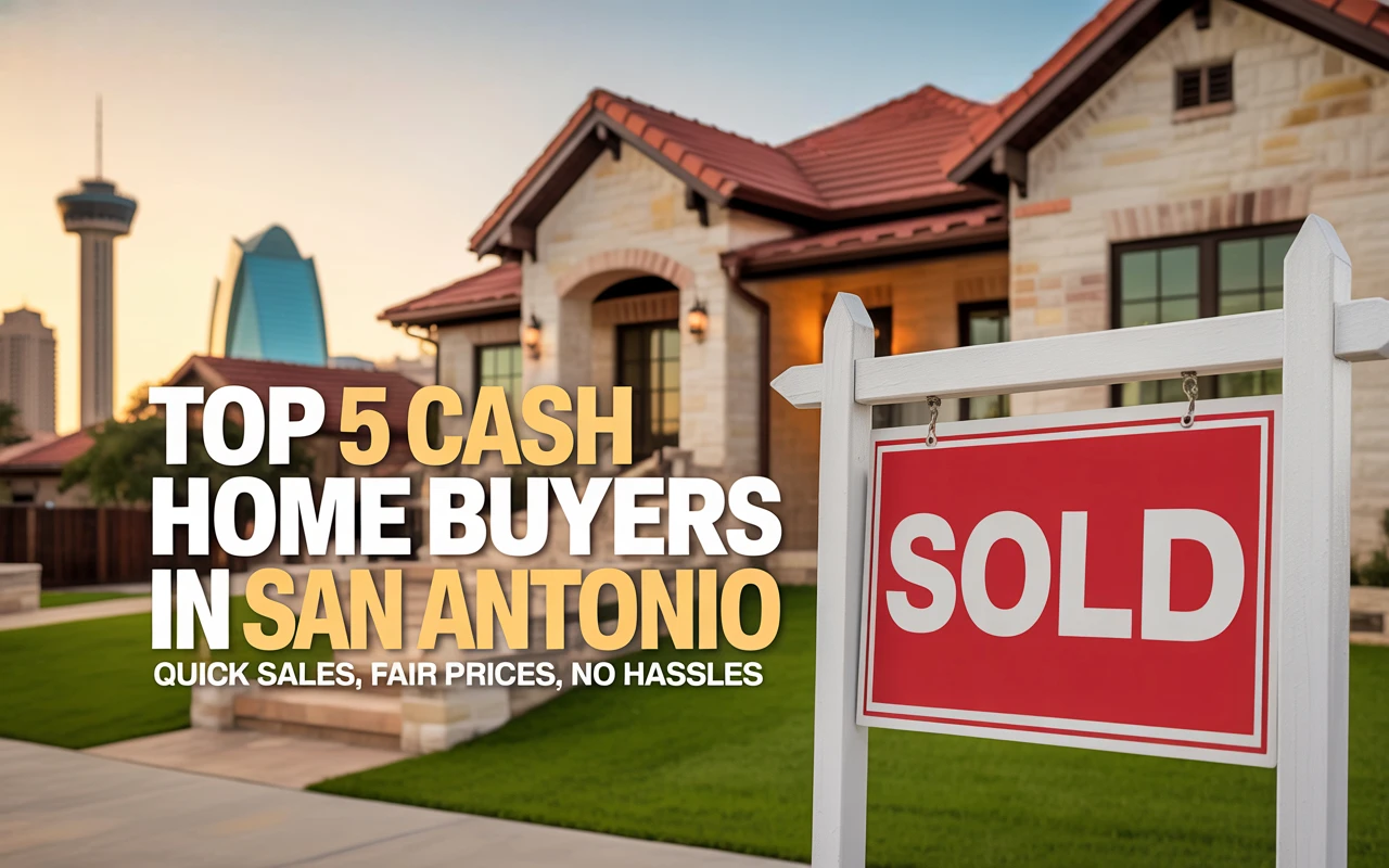 Sold house in San Antonio with city skyline background.