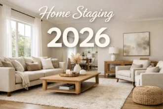 Staged Dallas-Fort Worth living room with neutral modern decor and natural light