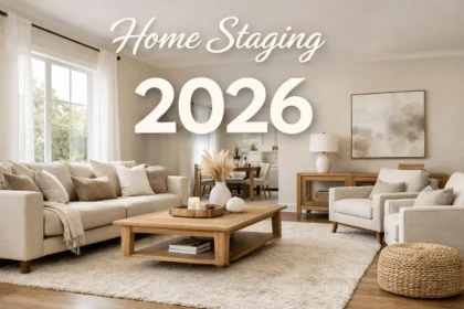 Staged Dallas-Fort Worth living room with neutral modern decor and natural light