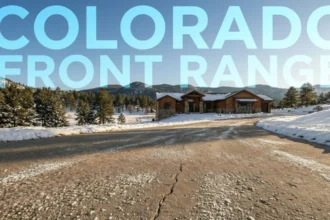 Freeze-thaw-resistant concrete driveway at a Colorado Front Range home in winter sunlight