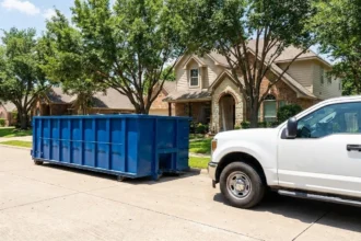 Local North Texas dumpster rental company serving a residential neighborhood