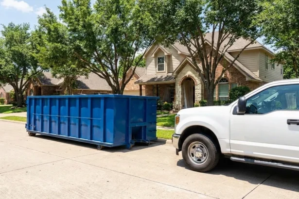 Local North Texas dumpster rental company serving a residential neighborhood