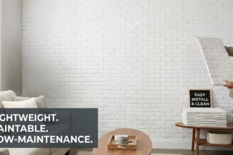 Finished faux brick feature wall showing practical benefits in a modern interior