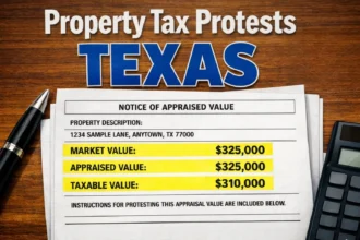 Texas property tax notice showing market, appraised, and taxable value