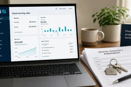 Checking account dashboard for real estate investment planning