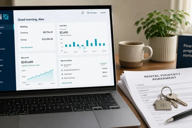 Checking account dashboard for real estate investment planning