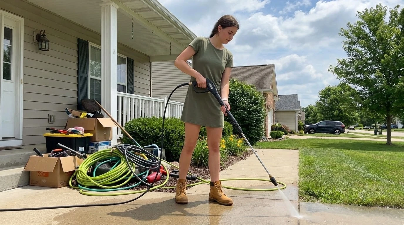 Clean front walkway and uncluttered yard outside a home for sale