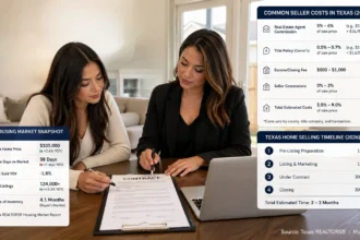 Home seller reviewing contract terms with real estate agent