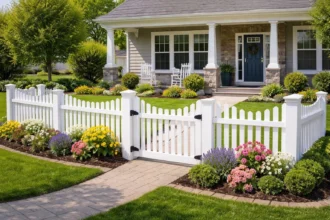 Well-maintained fence improving residential curb appeal