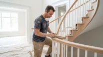 Stair railing refinishing before listing a home