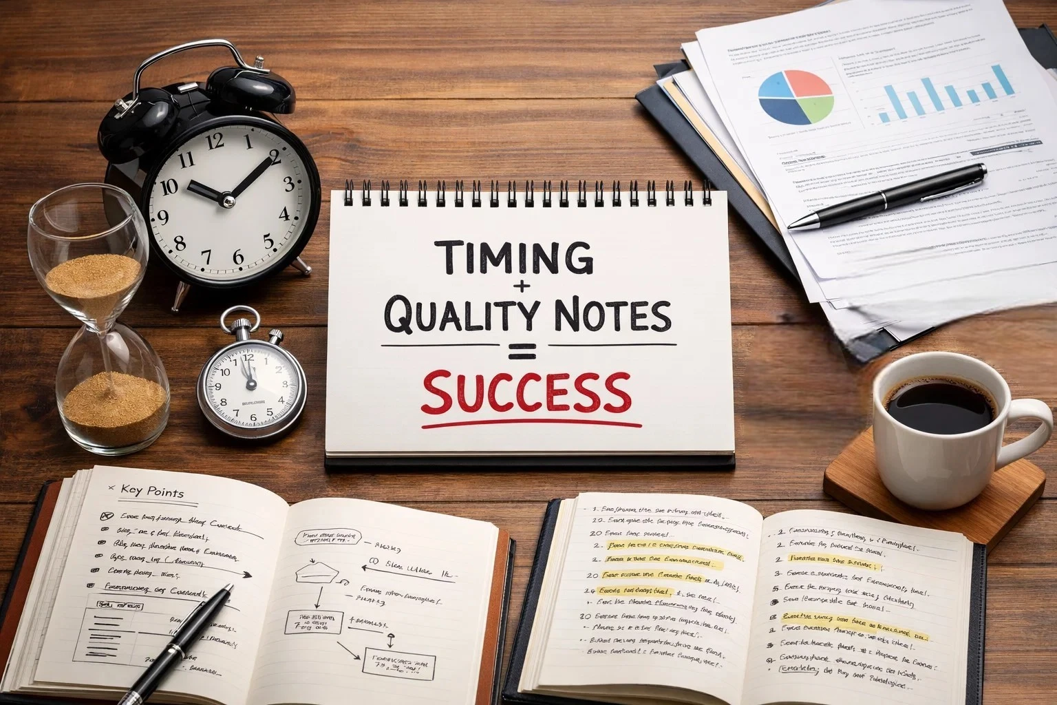 Organized mortgage note file and calendar representing timing and strong note fundamentals