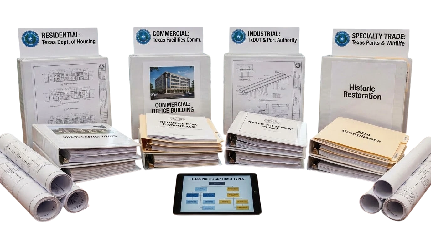 Texas government contract types shown through project files and construction plans