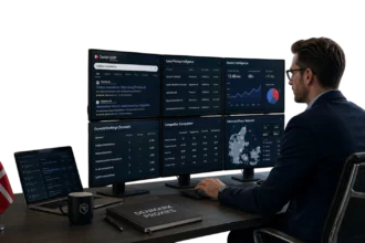 Analyst using Denmark proxies for local market research and competitor tracking