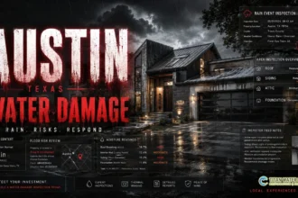 Austin home exterior after rain with water damage inspection documents