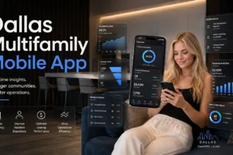 Dallas multifamily residents using mobile apps in a modern apartment