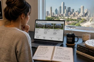 Dallas homebuyers reviewing local comps and budget notes before making an offer
