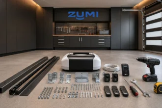 Garage door opener parts and tools prepared before installation