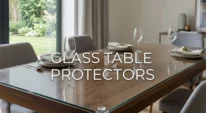 Tempered glass protector on a wooden dining table