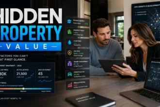 Home buyer reviewing hidden property value factors with a real estate agent in North Texas