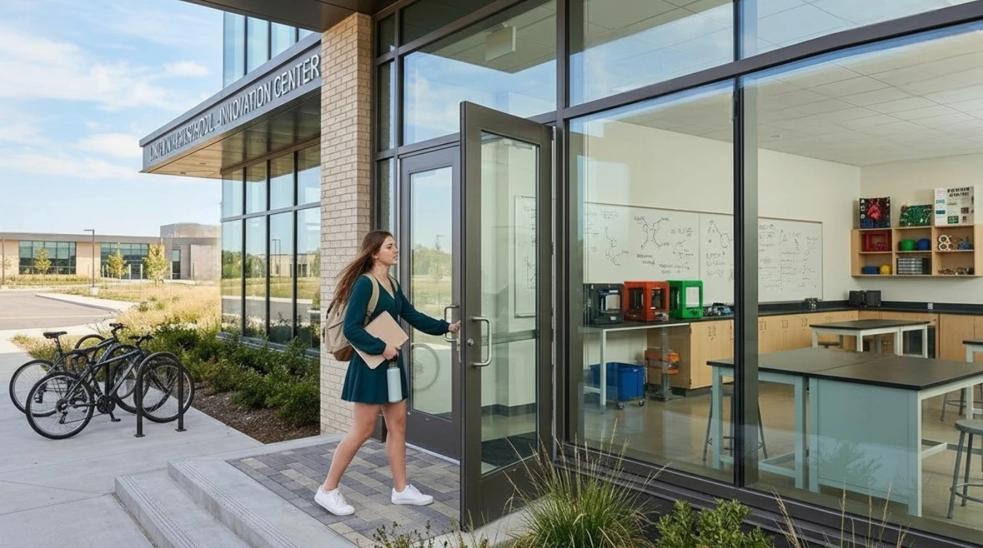 Students outside a Hurst area school building