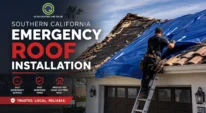 Emergency roof installation on a Southern California home after storm damage