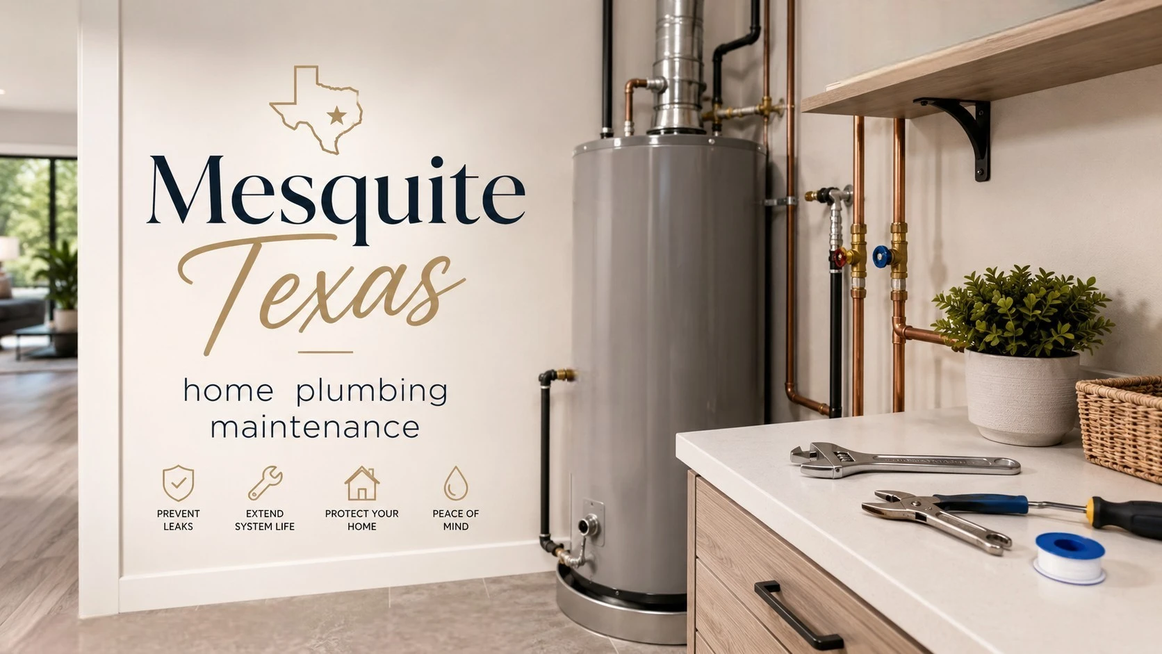 Mesquite home plumbing maintenance with shut-off valves and water heater