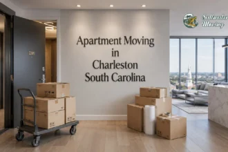 loading boxes in a Charleston high-rise apartment building