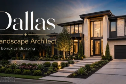 Dallas home with professionally designed front yard landscaping before listing