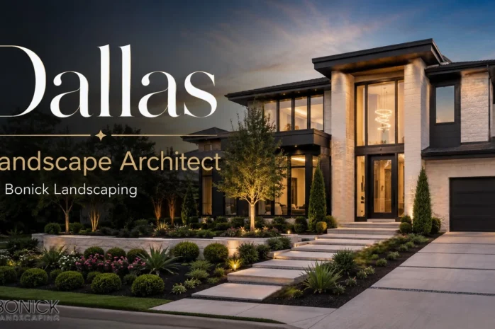 Dallas home with professionally designed front yard landscaping before listing