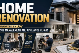 Home renovation project featuring debris removal and appliance repair services.