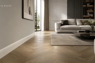 Polished skirting boards in a bright renovated living room