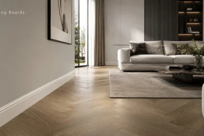 Polished skirting boards in a bright renovated living room