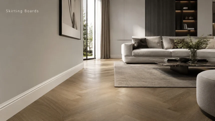 Polished skirting boards in a bright renovated living room