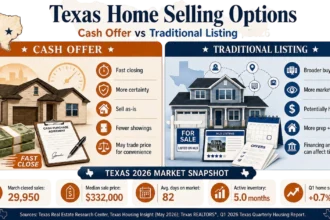 Texas home selling options with cash offer and traditional listing concept