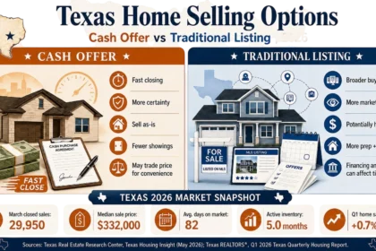 Texas home selling options with cash offer and traditional listing concept