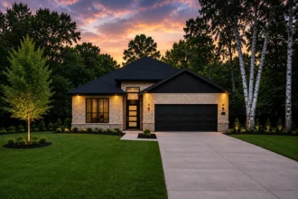 First America Homes single-story brick home rendering in Dallas-Fort Worth community