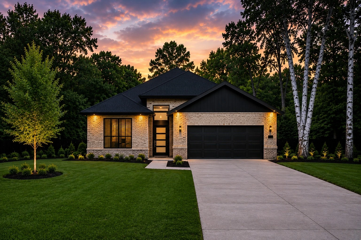 First America Homes single-story brick home rendering in Dallas-Fort Worth community