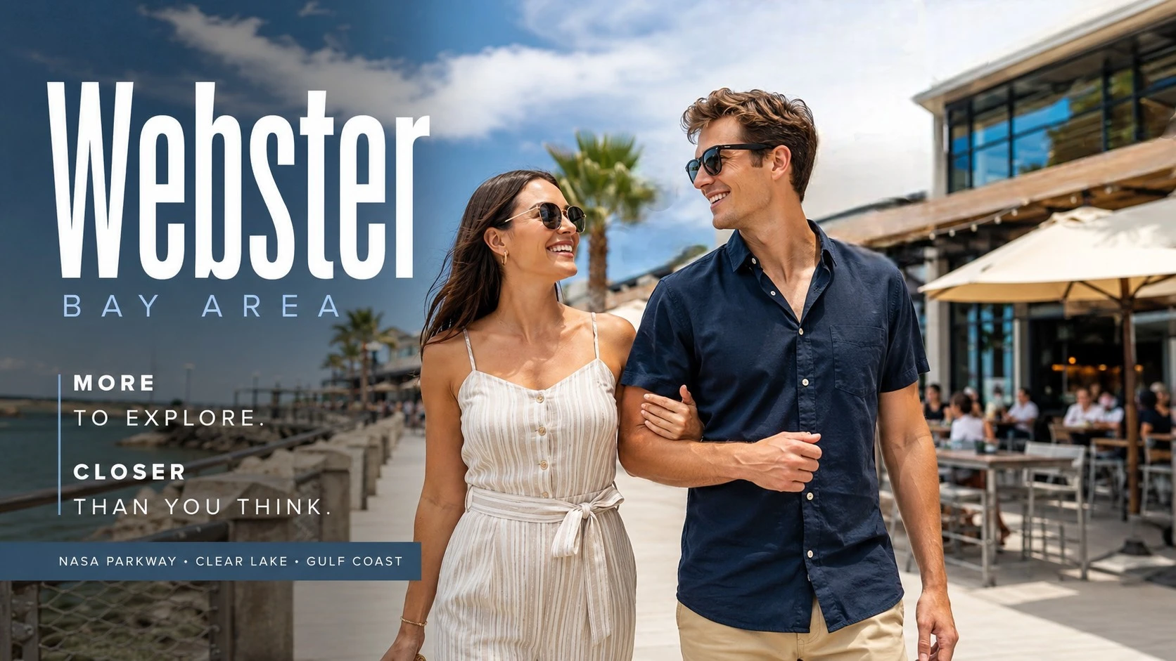 A couple enjoying Webster Texas Bay Area attractions near NASA Parkway